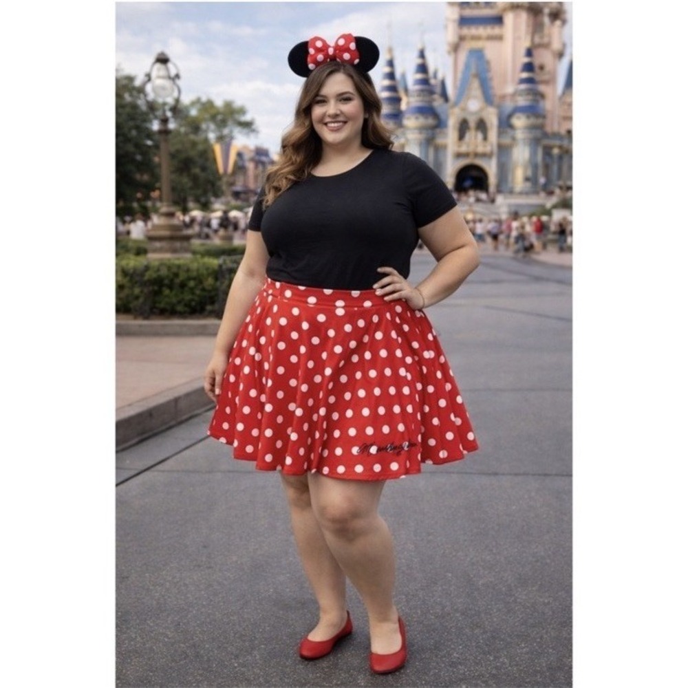 Disney Parks Minnie Mouse Retro Red White Polka Dot Skirt Skort Authentic 3X
